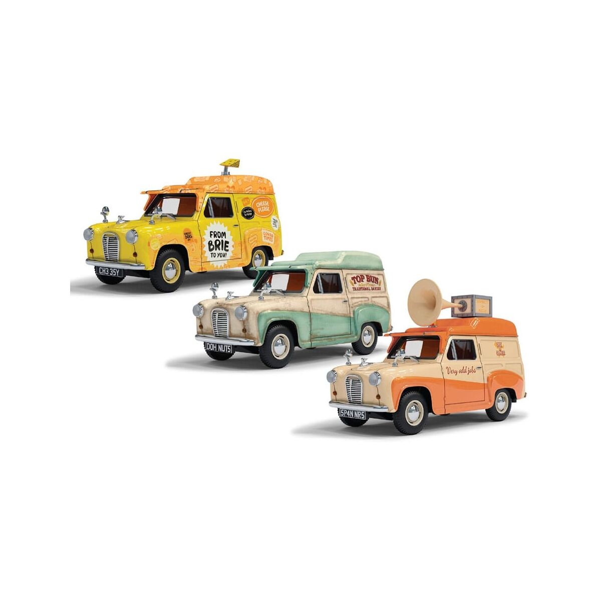 Wallace & Gromit - Coffret 3 véhicules 1/43 Austin A35 Van Collection - Cheese Please!, Top Bun