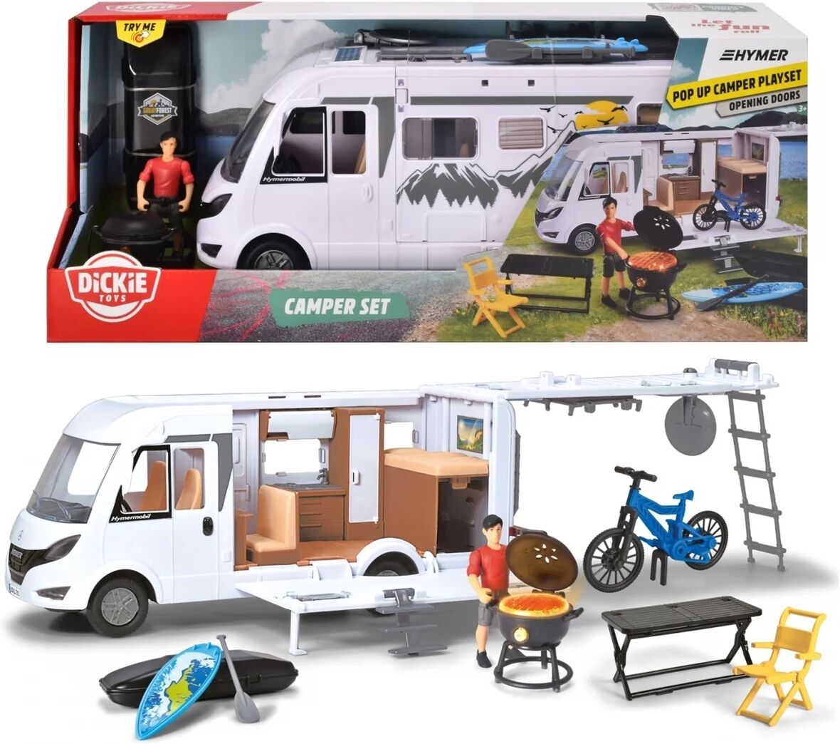 Camping-car miniature 30 cm - dépliable avec nombreux accessoires