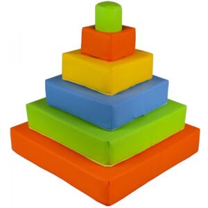 Pyramide- lot de 6 gros blocs bleu, rose, gris, turquoise