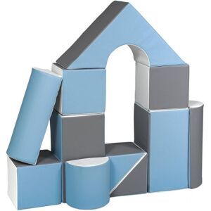 Set de 11 blocs en mousse pour le jeu blanc, bleu clair, gris