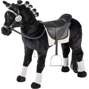 Cheval de dressage en peluche à monter avec selle façon cuir