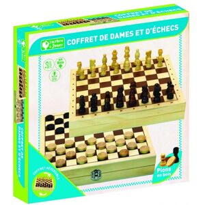 Coffret jeu d'échecs et dames en bois - Publicité