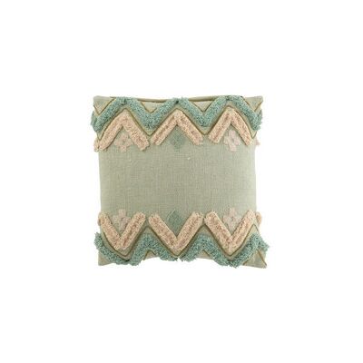 J-line Coussin carré zigzag en coton bleu - Coussin - Publicité J-line Coussin carré zigzag en coton bleu - Coussin - Publicité