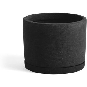 HAY - Pot de fleurs avec soucoupe cylindrique L, Ø 20 x H 14,5 cm, noir