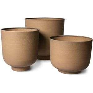 HKliving - Pot à plantes en métal, camel (lot de 3)