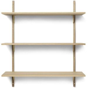 ferm LIVING - Etagère murale secteur triple, 87 cm, chêne / laiton