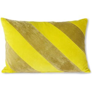 HKliving - Striped Coussin en velours, 40 x 60 cm, jaune / vert