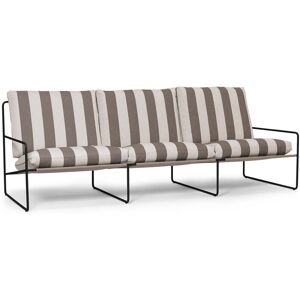 ferm LIVING - Desert Stripe Outdoor Canapé 3 places, noir / chocolat