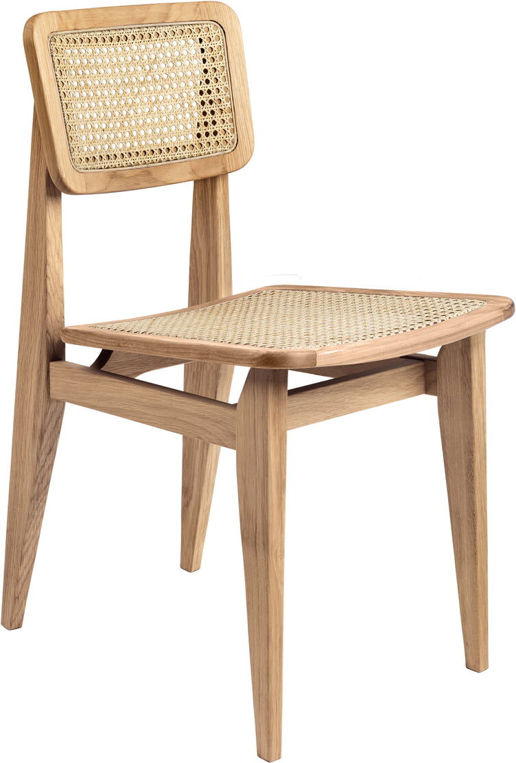 Gubi - Chaise de salle à manger C-Chair, tout en canne française, chêne huilé