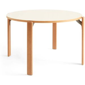 HAY - Rey Table de salle à manger, Ø 128,5 cm, hêtre naturel / stratifié ivoire