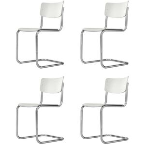 Thonet - S 43 Chaise cantilever, chrome / blanc lasuré TP 200 (set de 4)