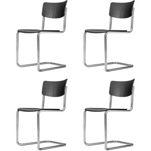 Thonet - S 43 Chaise, chrome / noir (TP 29) (set de 4)