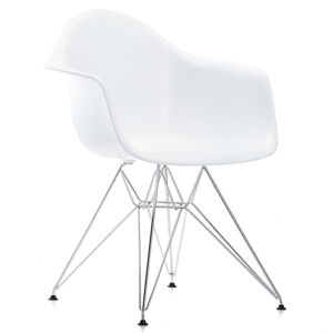 Vitra - Eames Plastic Armchair DAR, chrome / blanc (patins en feutre noir)