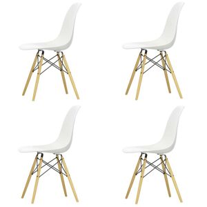 Vitra - Eames Plastic Side Chair DSW, erable jaunatre / blanc (patins en feutre blanc) (lot de 4)