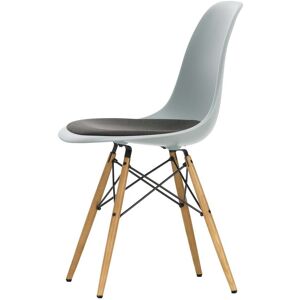 Vitra - Eames Plastic Side Chair DSW avec assise rembourree, frene couleur miel / gris clair (patins en feutre basic dark)