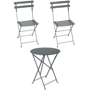 Fermob - Bistro Table pliante + 2 chaises pliantes, gris orageux