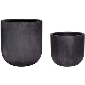 Hübsch Interior - Fiberstone Pot de plantes, noir (lot de 2)