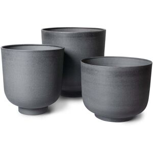 HKliving - Pot à plantes en métal, charcoal (lot de 3)