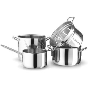 Eva Solo Eva Trio - Batterie de cuisine Stainless Steel, casserole à manche 1,8 L / cocotte 3,6 L / cocotte 4,8 L / égouttoir pour pâtes