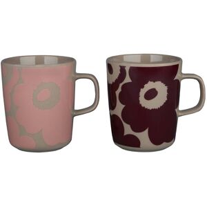 Marimekko - Oiva Unikko Gobelet avec anse, 250 ml, terra / dark wine red / powder (lot de 2)