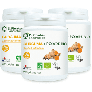 Pack 3 Curcuma Poivre Bio - D.Plantes - Complément Alimentaire - Publicité