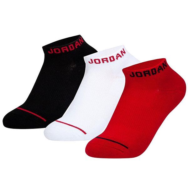 Jordan Socquettes - 3 Pack - Jumpman amorti No Show - Rouge/H - 23,5/27 - Jordan Chaussettes Blanc/Noir/Rouge unisex