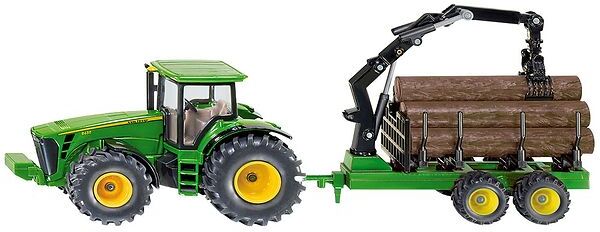 Siku Tracteur av. Remorque forestière - John Deere 8430 - 1:50 - - UneTaille - Siku Jouets Vert unisex