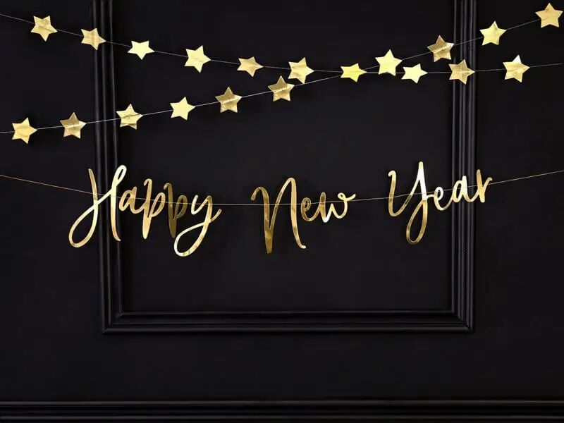 Party Deco Guirlande Happy New Year Script Or