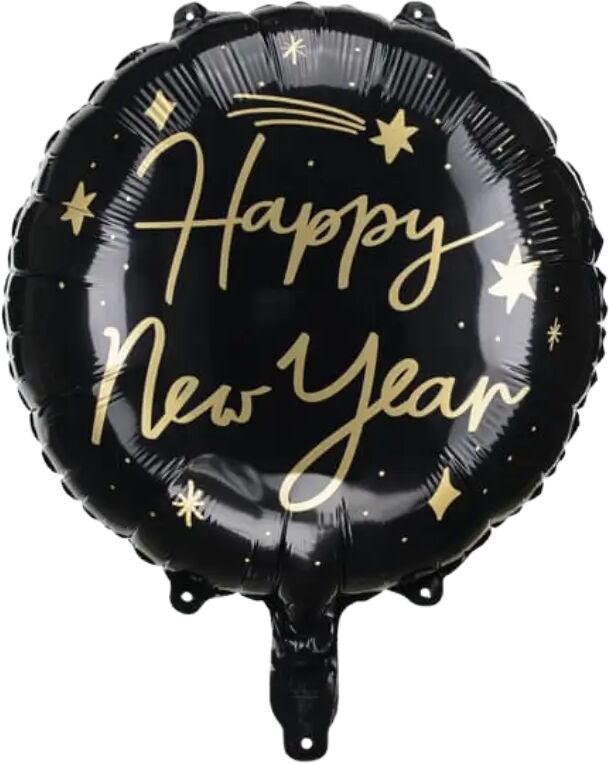 Party Deco Ballon Aluminium - HAPPY NEW YEAR - Noir & Or - 45cm