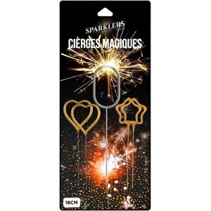 Ardi Accessoire de Decoration pour Gateaux Anniversaire Cierge Magique Chiffre 0 + 2 Cierges Magiques forme Coeur + 2 Cierges Magiques Forme Étoile 18cm