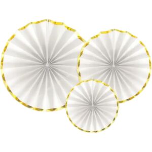 Party Deco Rosaces decoratives blanches a bords dores (3 pieces)