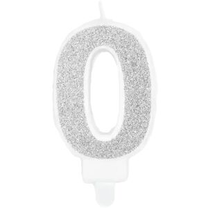 Party Deco Bougie Anniversaire chiffre 0 argent