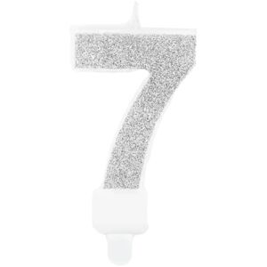 Party Deco Bougie Anniversaire chiffre 7 argent