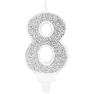 Party Deco Bougie Anniversaire chiffre 8 argent