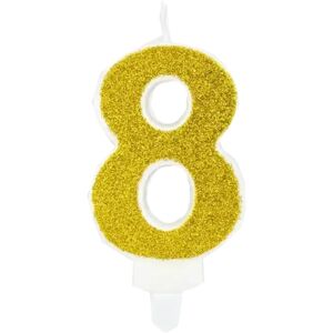 Party Deco Bougie Anniversaire chiffre 8 or