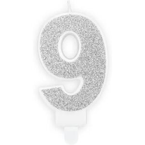 Party Deco Bougie Anniversaire chiffre 9 argent