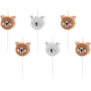 Party Deco Bougies d'anniversaire tete d'ours (lot de 6)