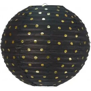 Party Pro Lanterne Japonaise noire a pois Or 35cm