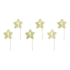 Party Deco Decoration pour Cupcake 1st Birthday or paillete (Lot de 6)