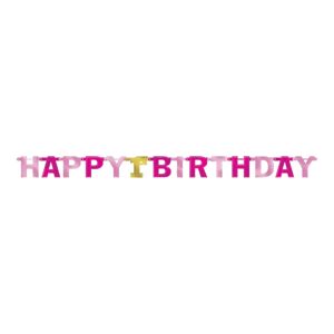 Amscan Guirlande en papier rose et or Happy Birthday 1st
