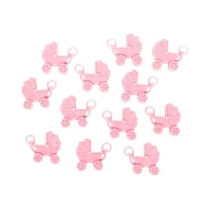 Amscan 12 poussettes roses en plastique 4x3,5cm