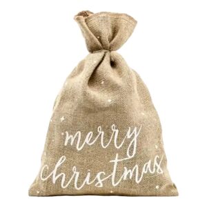 Party Deco Sac en toile de jute naturelle Merry Christmas