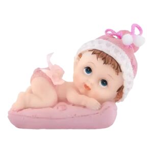 Party Deco Figurine Bebe Fille sur un coussin rose