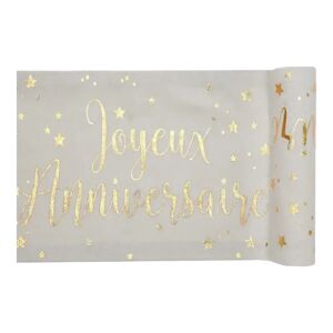 Santex Chemin de table Joyeux Anniversaire Blanc/Or 3 metres