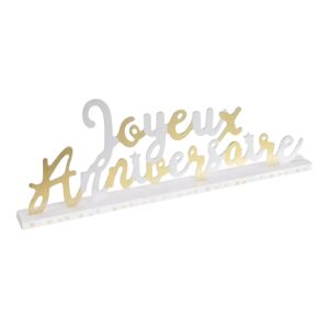 Santex Centre de Table Joyeux Anniversaire Or/Blanc