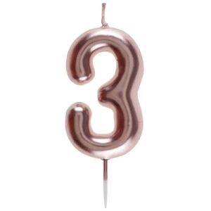 Santex Bougie Anniversaire Chiffre 3 Or rose