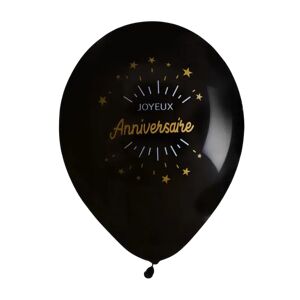 Santex Ballon Joyeux Anniversaire Noir/Or (lot de 8)