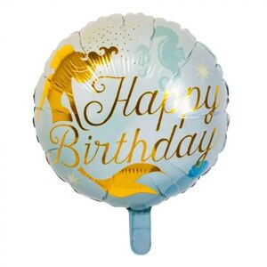 Boland Ballon en aluminium Sirene Happy Birthday bleu et dore 