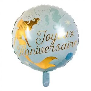 Boland Ballon en aluminium Sirene Joyeux Anniversaire bleu 