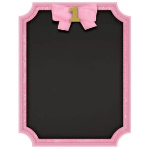 Amscan Tableau noir 1st Birthday avec contour rose 23x18cm